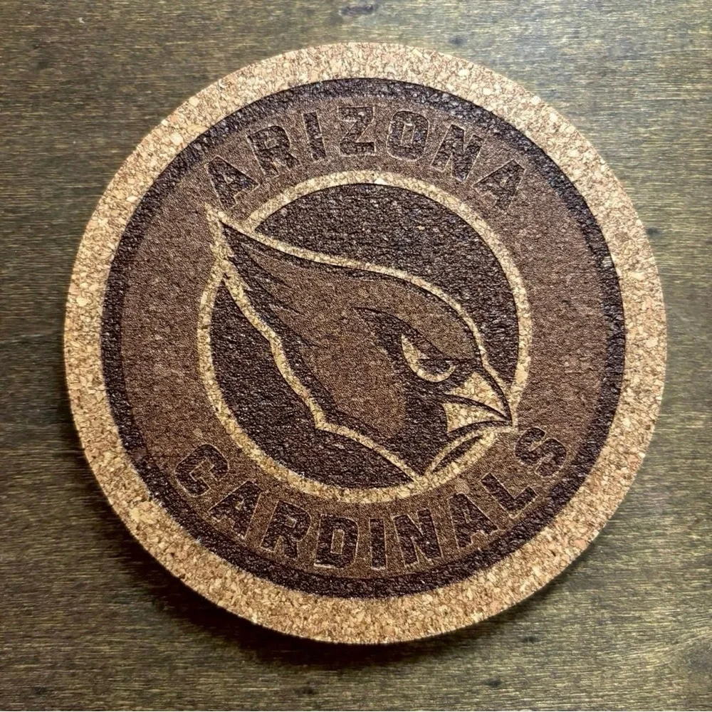 Arizona Cardinals Laser Engraved Cork Coaster